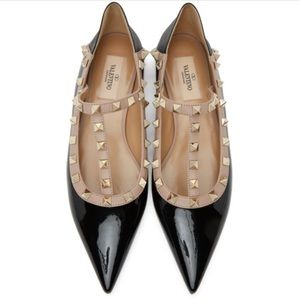 Valentino Valentino Garavani T-Strap Rockstud Ballerina Flats- sz 38.5